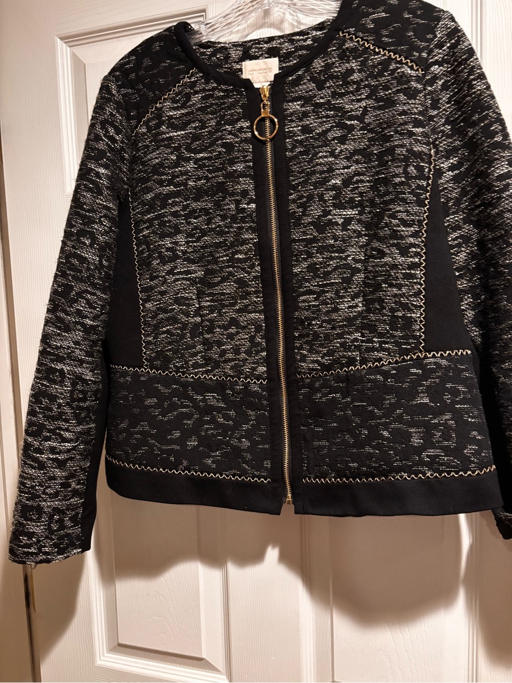 Chico’s Black Metallic Knit Jacket